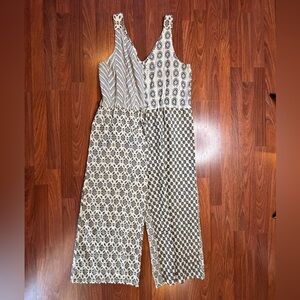 Sacred Threads funky hippy boho cotton Overalls Romper Jumpsuit L/XL